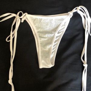 Sparkly rhinestone white bikini bottom